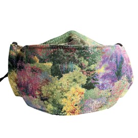 Taylor - Origami/3D Structured Fabric Face Mask - 4 Layers - Washable - Nose Strip - Filter Pocket - Soft Elastic - Ribbon Lanyard - Forest Cotton Print (Small, Youth or Petite)