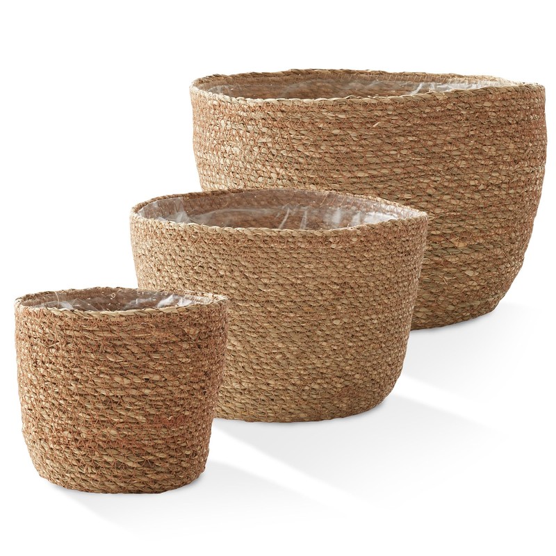 Casafield Set of 3 Seagrass Planter Baskets with Liners -