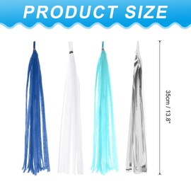 PATIKIL Tassel Garland Banner, 20Pcs Tissue Paper Tassels Party Decorations DIY Kits for Wedding Birthday Bridal Shower, White/Navy Blue/Light Blue/Silver
