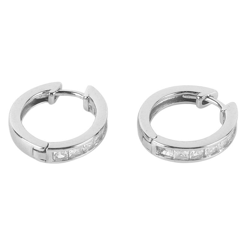 S925 Sterling Silver Ear Hoop Clip Rhinestone Style Clip Hoop