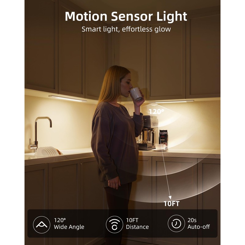 EZVALO Under Cabinet Lighting, Motion Sensor Closet Lights with 3