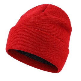 Home Prefer Men's Knit Beanie Hat Scarf Gloves Cold Weather Set Long Neck Scarf Touchscreen Gloves Winter Hat for Men (Red, One Size)