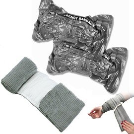 Israelische Bandage, 2 Stück, 15,2 cm, Kompressionsbandage, taktisches Tourniquet, Vakuumsteril-Trauma-Verband für Notfall, Selbstrettung, Erste-Hilfe-Kampf-Wundversorgung