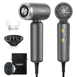 Dual Voltage Hair Dryer, High-Speed Ionic Blow Dryer for Fast Drying, Travel Compact Hair Blow Dryer with Magnetic Curly Diffuser for Home, Portable Hairdryer International 100-240V