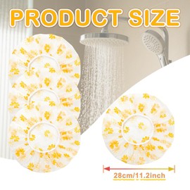 18 Pack Shower Caps for Women,Waterproof Reusable & Disposable Adjustable Bath Caps For Spa Long Hair Travel Saunas (Yellow Flowers)