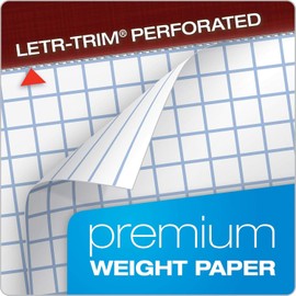 Tops Docket Gold Premium Weight Graph Paper, 8.5" x 11", 4 x 4 Graph Ruled on Front and 1/4" Narrow Ruled on Back, Reinforced Backing, Burgundy Cover, 80 Sheets per Pad (63752) (6 Count)