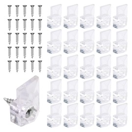 25Pcs Mirror Hangers for The Wall, Mirror Holder Clips, Clear Plastic Mirror Mounting Clips, Glass Retainer Clips Kit Crystal Mirror Hanging Hardware Frameless Kit for Wall and Fixed Mirror Box Door