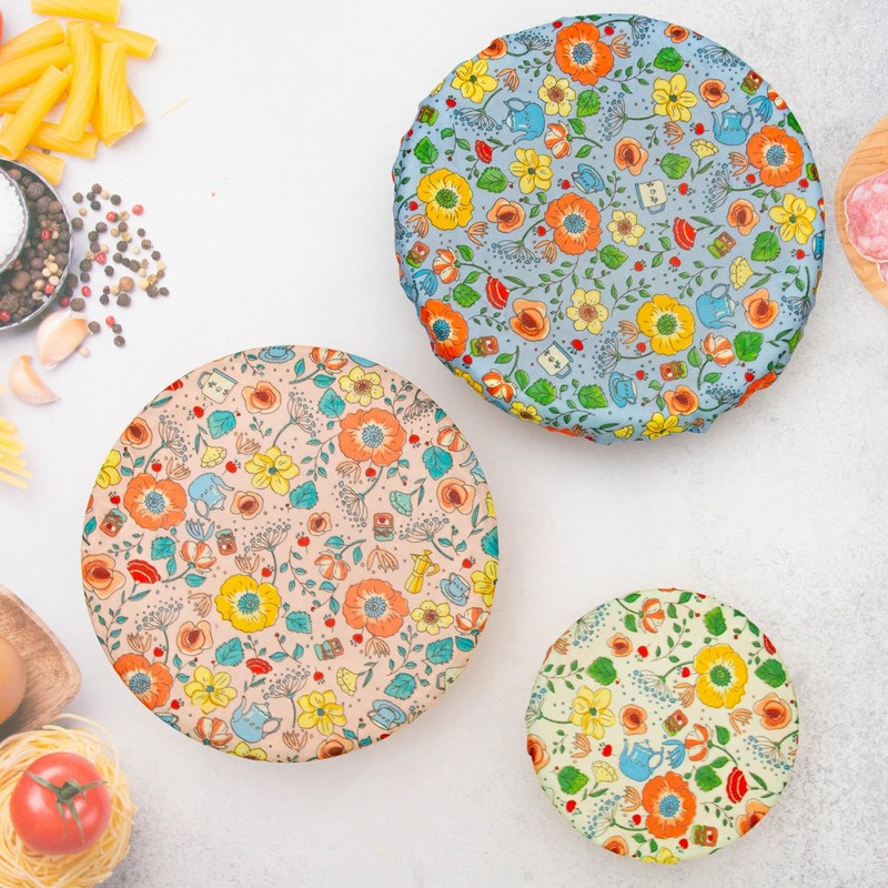3 Pieces Beeswax Bowl Covers Reusable Beeswax Food Wrap Stretch