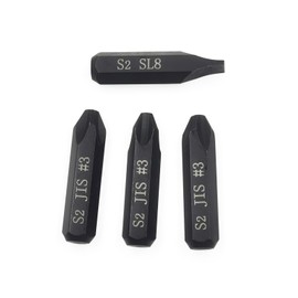 3Pcs JIS Impact Screwdriver Bits and 1Pcs Slotted Impact Bit for Manual Impact Driver, 5/16" Hex Shank, S2 Alloy Steel,36mm Long- Ideal for Japanese Automotive & Motorcycle Repairs (JIS #3x3+SL8)