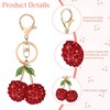 Moguri Sparkling 3D Cherry Keyring, Red Bag Charm with Crystals,