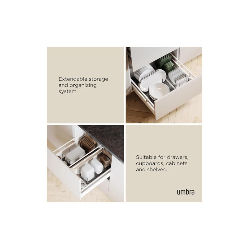 2 Sets Plate Holder for Drawer - Adjustable Dish Organiser