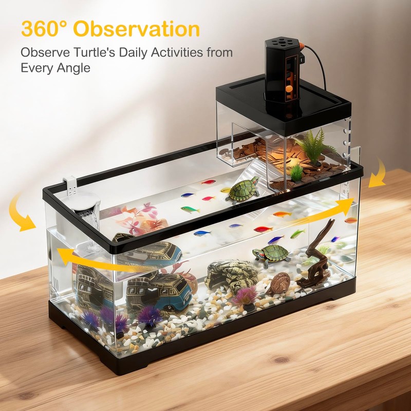 Clioran Turtle Tank Kit with Basking Platform,All in One Turtle