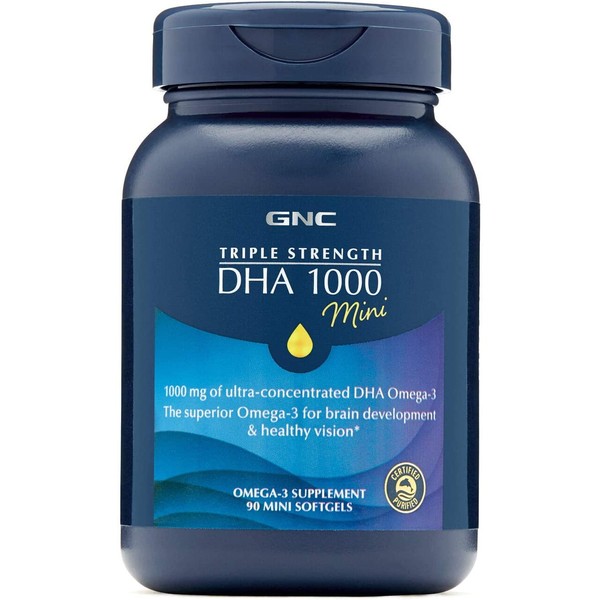 GNC Triple Strength DHA 1000 Mini, 90 Mini Softgels, for Join, Skin, Eye, and Heart Health