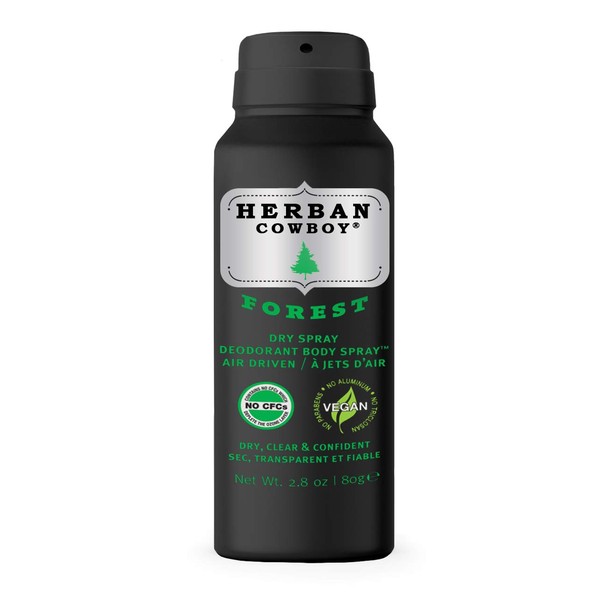 HERBAN COWBOY Dry Spray Deodorant Forest – 2.8 oz | Men’s Dry Spray Deodorant | Enhanced with Parsley, Rosemary & Sage | No Parabens, No Phthalates & Certified Vegan