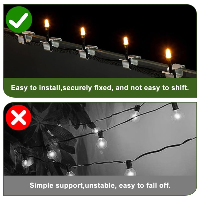 60Pcs Outdoor Light Clips,Galvanized Clips for Hanging Outdoor Lights,Christmas Lights