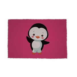 U24 Brillenputztuch Junger Pinguin Rosa Fahne Flagge Glasreinigungstuch Microfasertuch