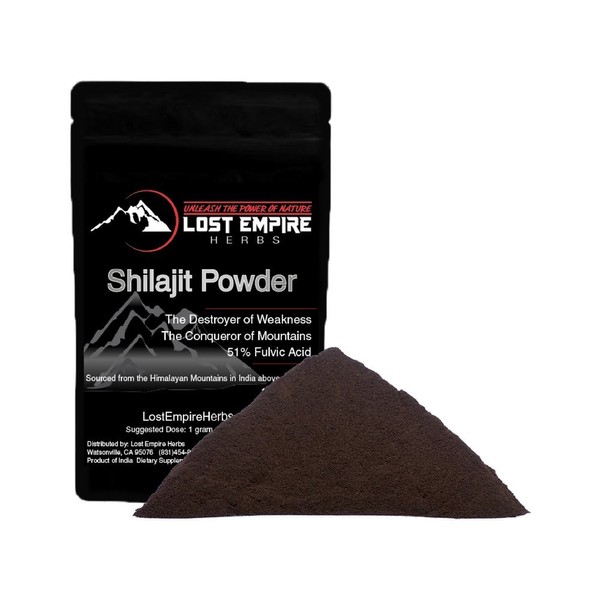 LostEmpireHerbs 100% Pure Shilajit Extract || Large 50g Bag of Premium Powder || 3rd Party Tested for Purity & Heavy Metals - 51% Fulvic Acids, Humic Acids || Harvested from The Himalayas