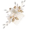 CAXUSD Elegant Ceramic Flower Hair Comb Hair Accessory for Wedding