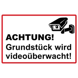 Grundstück wird videoüberwacht Sign 30 x 20 cm Sign 3 mm Sturdy Hard Foam Board