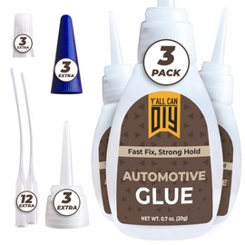 Y’allCanDiy Super Glue for Automotive 3 Pk x 0.7 Oz. (20g) – High-Strength Instant Bond for Car Parts, Metal, Plastic, Rubber, Glass & Trim Repairs – Precise, Easy to Apply