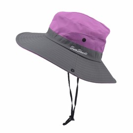 Teogneot Sun Hat Women's Sun Hats Wide Brim UV Protection Fishing Hat Mesh Beach Sun Hat Foldable Sun Protection Hat, purple