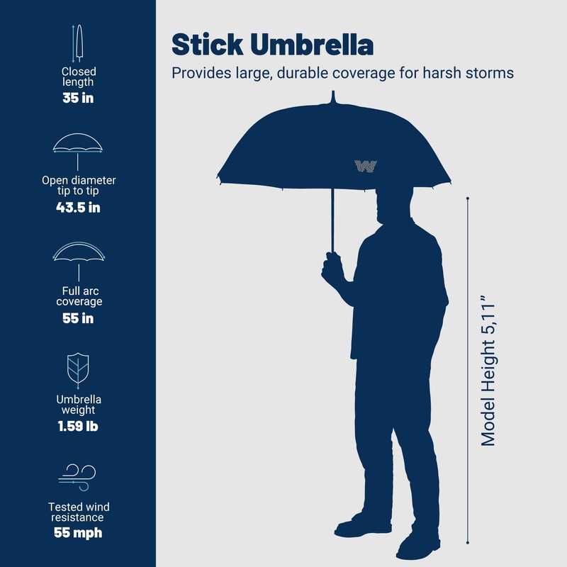 Weatherman Umbrella - Stick Umbrella - Windproof Umbrella Resists Up