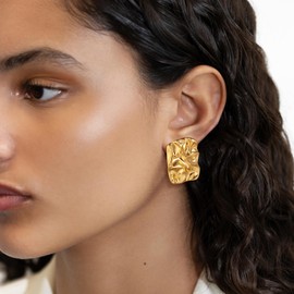 Chunky Gold Stud Earrings for Women Trendy 14k Gold Earrings for Women Dangle Drop Jewelry