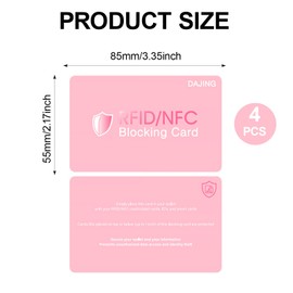 DAJING RFID Shielding Card 4-Piece Set - Ultra Thin Credit Card Bank Card Protector, Protecting Wallet Security (Pink Version -4-Piece Set)