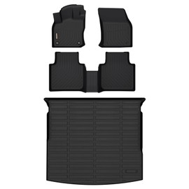 Binmotor-All Weather Car Floor Mats & Cargo Liner Set for Volkswagen Tiguan 2018-2024, 5 Passenger，1st & 2nd Row & Rear Cargo Mat TPE Rubber Liners for Volkswagen VW Tiguan Accessories Mats Trunk Mat