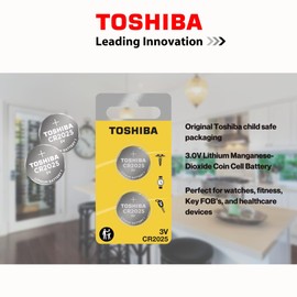 TOSHIBA CR2025 3V Lithium Coin Cell Child Resistant Blister Package (2 Batteries)