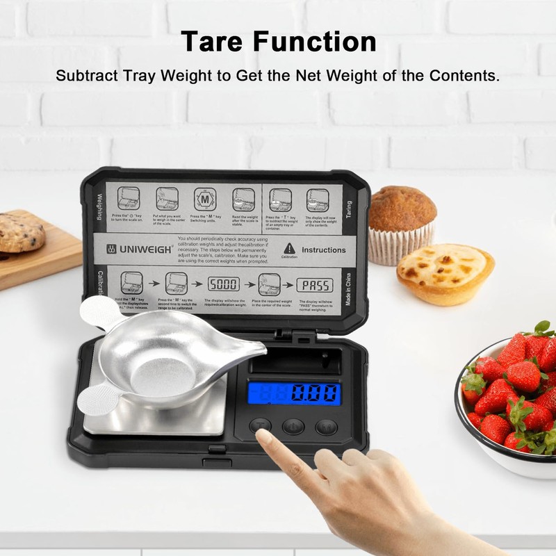 UNIWEIGH Milligram Scale 50g/0.001g High Precision,Digital mg Scale with LCD/Tare,6