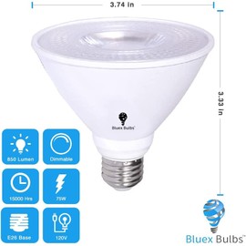 6 Pack PAR30 Short Neck LED Flood Light Bulb 10W 75 Watt Equivalent 850 Lumens Waterproof E26 4000K Cool White Super Bright PAR30 LED Bulb for Security, Led Spotlight Bulb Led Recessed Light Bulbs