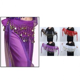 Adult Belly Dance Sequin Hip Scarf for Stage Purple