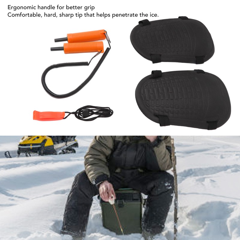 Ice Fishing Safety Tool Retractable Ice Picks Hard EVA Knee