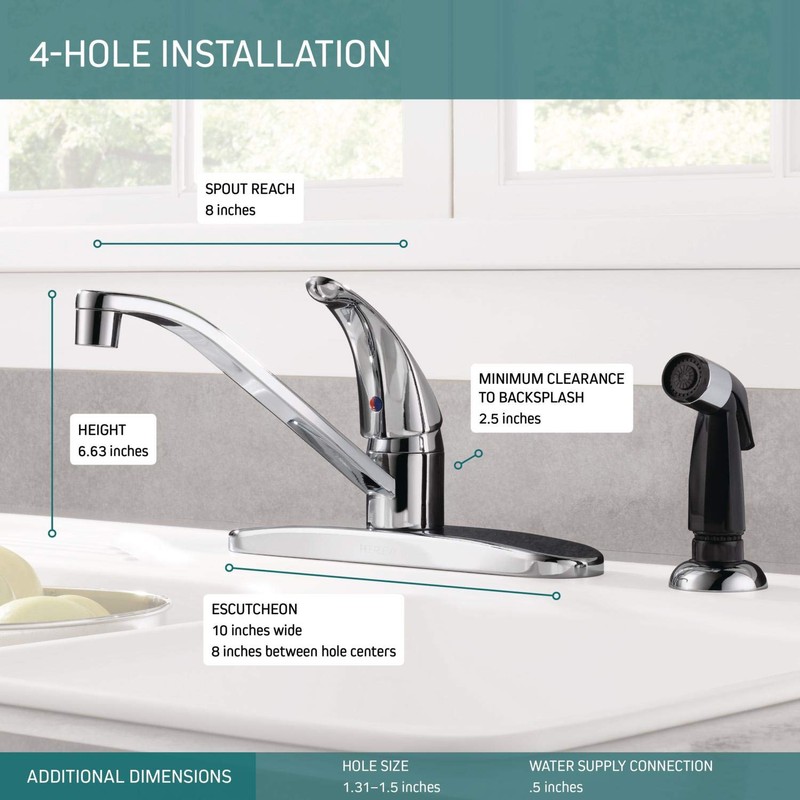 Peerless Single-Handle Kitchen Sink Faucet with Side Sprayer, Chrome P115LF