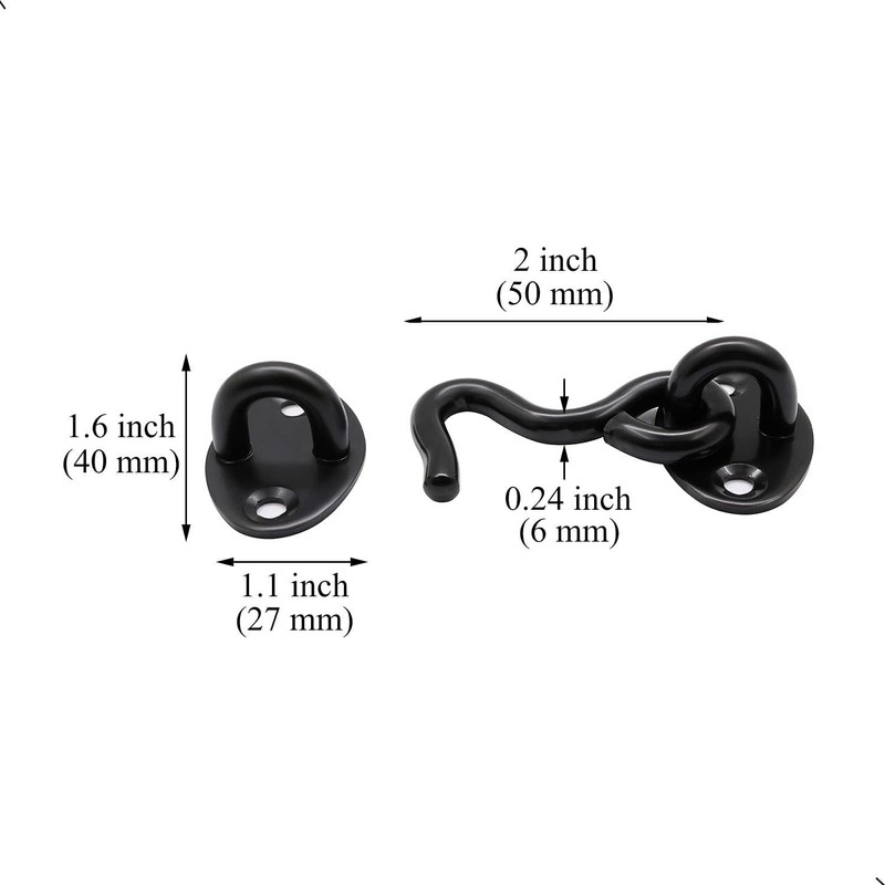 QJZXUEZHEN 2Pcs 2 inch Barn Door Lock, Cabin Hook Eye