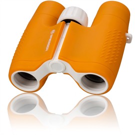 Bresser Junior Binoculars for Children 6 x 21 with Robust Rubber-Coated Binoculars Body and Middle Drive Focusing Including Belt Bag and Carry Strap, Orange