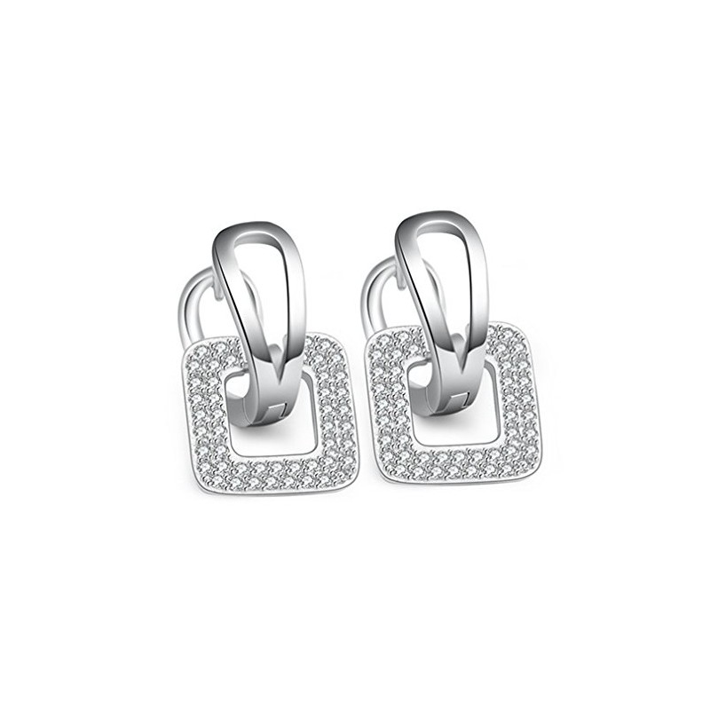 Boowhol Women's 925 Sterling Silver Crystal Drop Earings Hoop