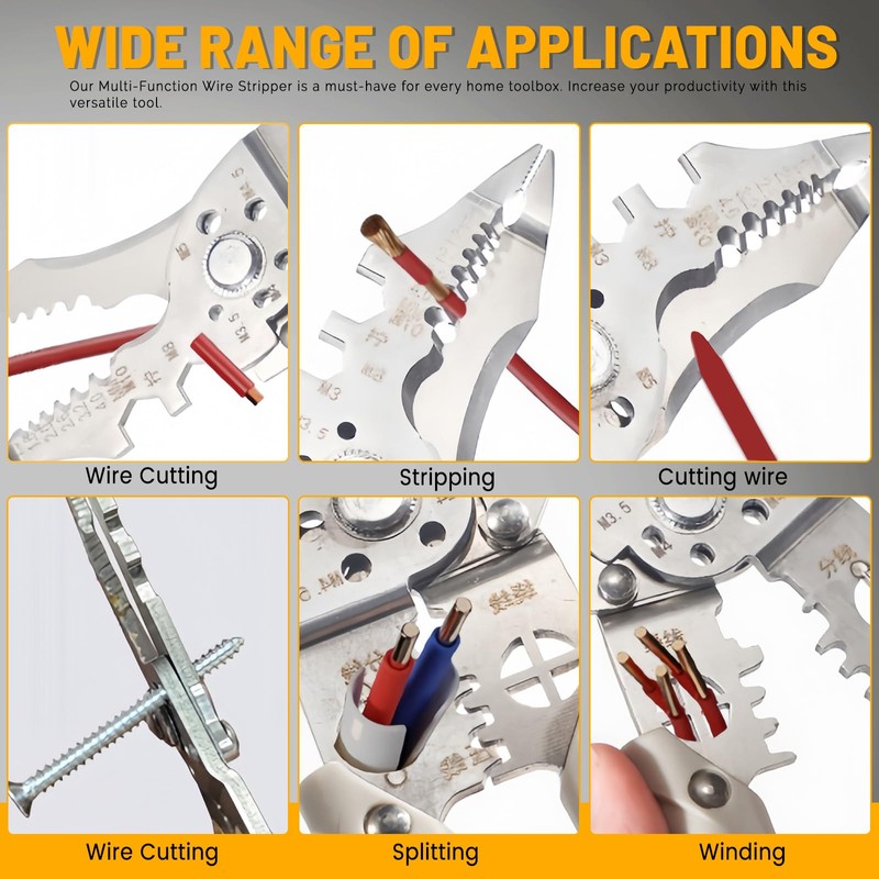 7 in 1 Multifunctional Wire Stripper, Stainless Steel Anti-Slip Cable