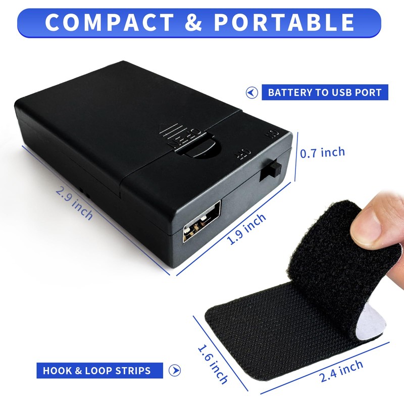 HOLITS 3 AA Battery Box with USB Output Port for
