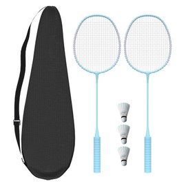 Badminton Rackets Set for Outdoor Backyard Games Including 2 Rackets 3 Nylon Shuttlecocks 1 Carrying Bag for Beginner Adults Green