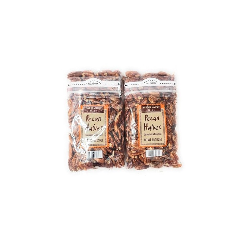 Trader Joe's Pecan Halves, Unroasted & Unsalted, 8 oz (2-Pack)