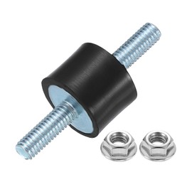 sourcing map M6 x 18mm Rubber Mounts, 15 x 20mm Cylindrical Anti Vibration Isolator Studs Shock Absorber Double Studs with Nuts for Car Bobbin Generator Air Compressors