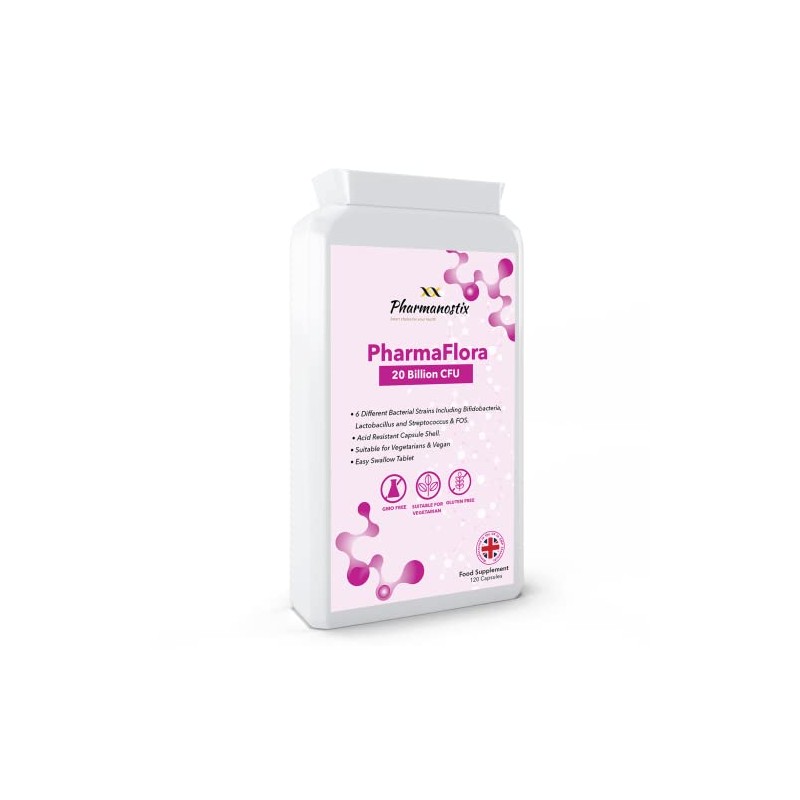 PharmaFlora 20 Billion CFU- 6 Friendly Strain Active Bacterial Cultures-
