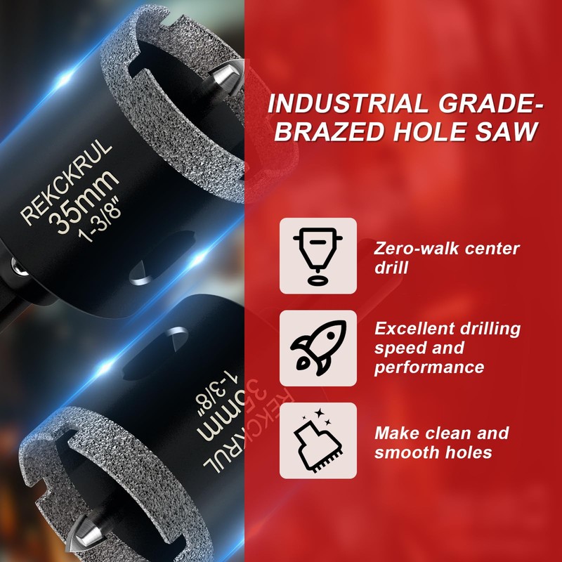 REKCKRUL 2 Inch Diamond Hole Saw with Pilot Drill Bit,