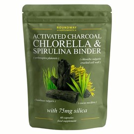 Binder & Detox Supplement with Activated Charcoal, Chlorella, Spirulina & Silica. Advanced Full Spectrum Binder for Cleanse & Detox | 60 Capsules | Made in The UK by Roundway Supplements
