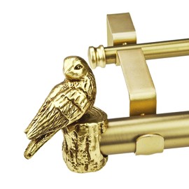 ILAISIHOME 1-1/8 Inch Diameter Brushed Gold Curtain Rod with Bird Design Finials, 72-144'' Telescoping Double Curtain Rods for window width 68-140 inch, 1 pack