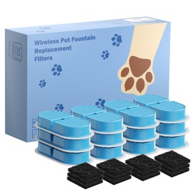 VKIMISS 24 Cat Fountain Filters: Filter for Cat Fountain - Cat Drinking Fountain Filter - Filter Drinking Fountain Cats - Removal of Contaminants - 12 Activated Carbon Filters + 12 Foam Filters