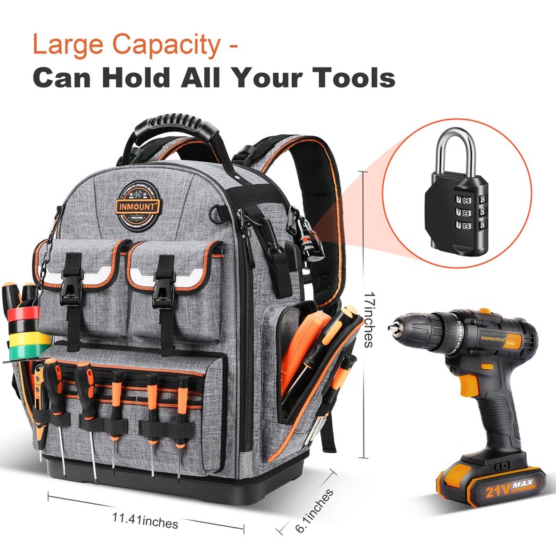 Tool Bag Backpack - Heavy Duty Tool Backpack Water-resistant HVAC