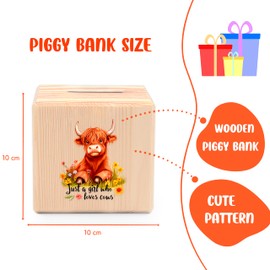 BJDAMAI Highland Cow Piggy Bank Money Bank Coin Bank, Gifts for Teens Teenage Girls Kids Age 6 7 8 9 10 11 12, Cow Lovers Themed Stuff Accessories Items Things Home Room Decor Merchandise!